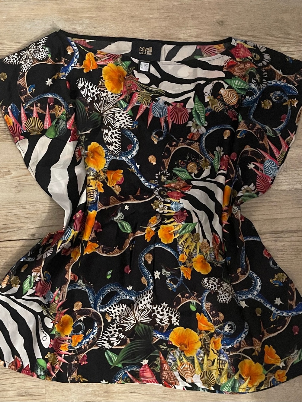 Roberto Cavalli woman Black Floral & Zebra Print Dress